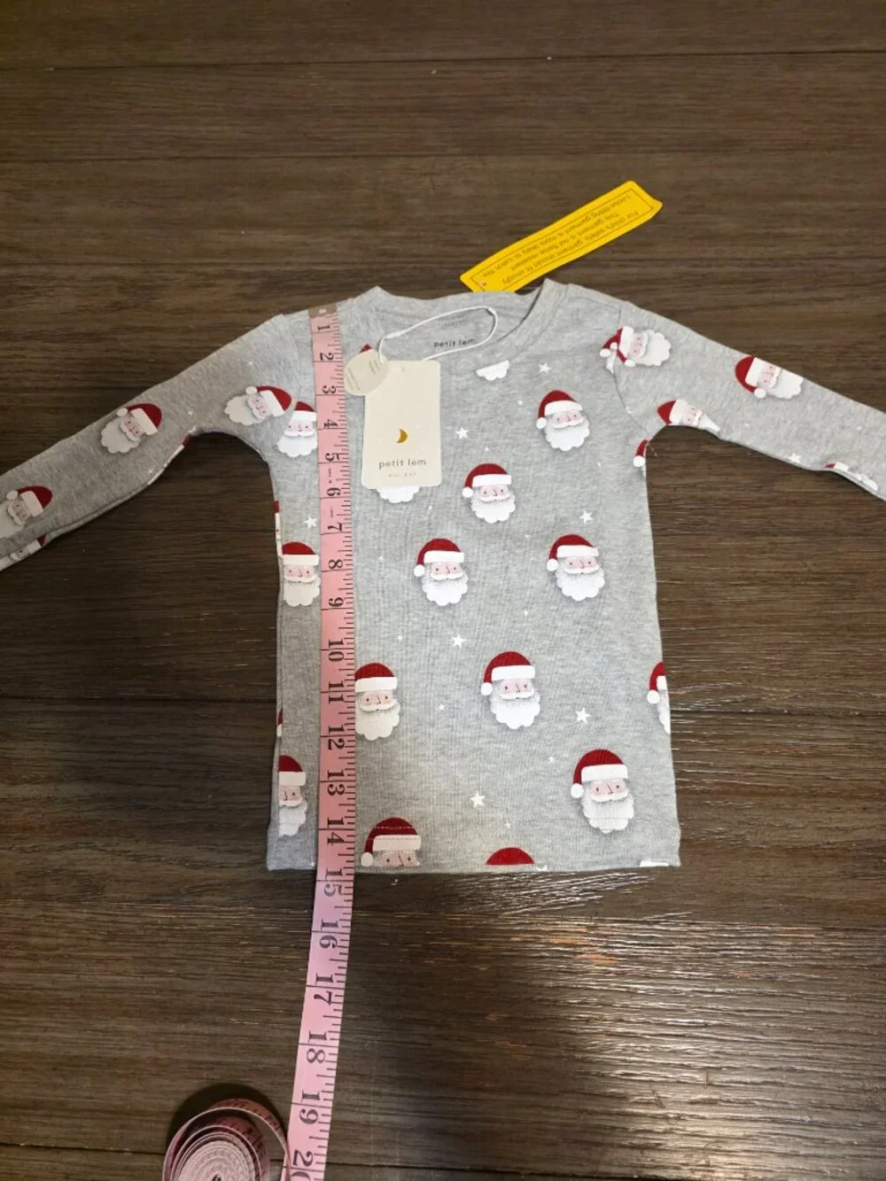 Petit Lem Santa Print Organic Cotton Pajamas NWT 24M Heather Grey Christmas